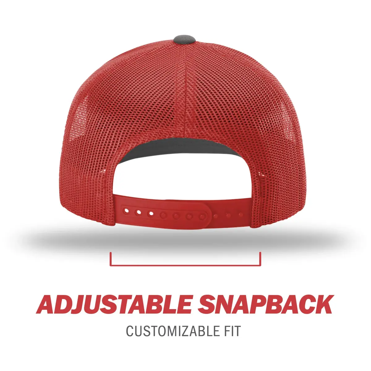 Richardson Unisex 112 Trucker Baseball Cap - Split Charcoal/Red, One Size - view 4