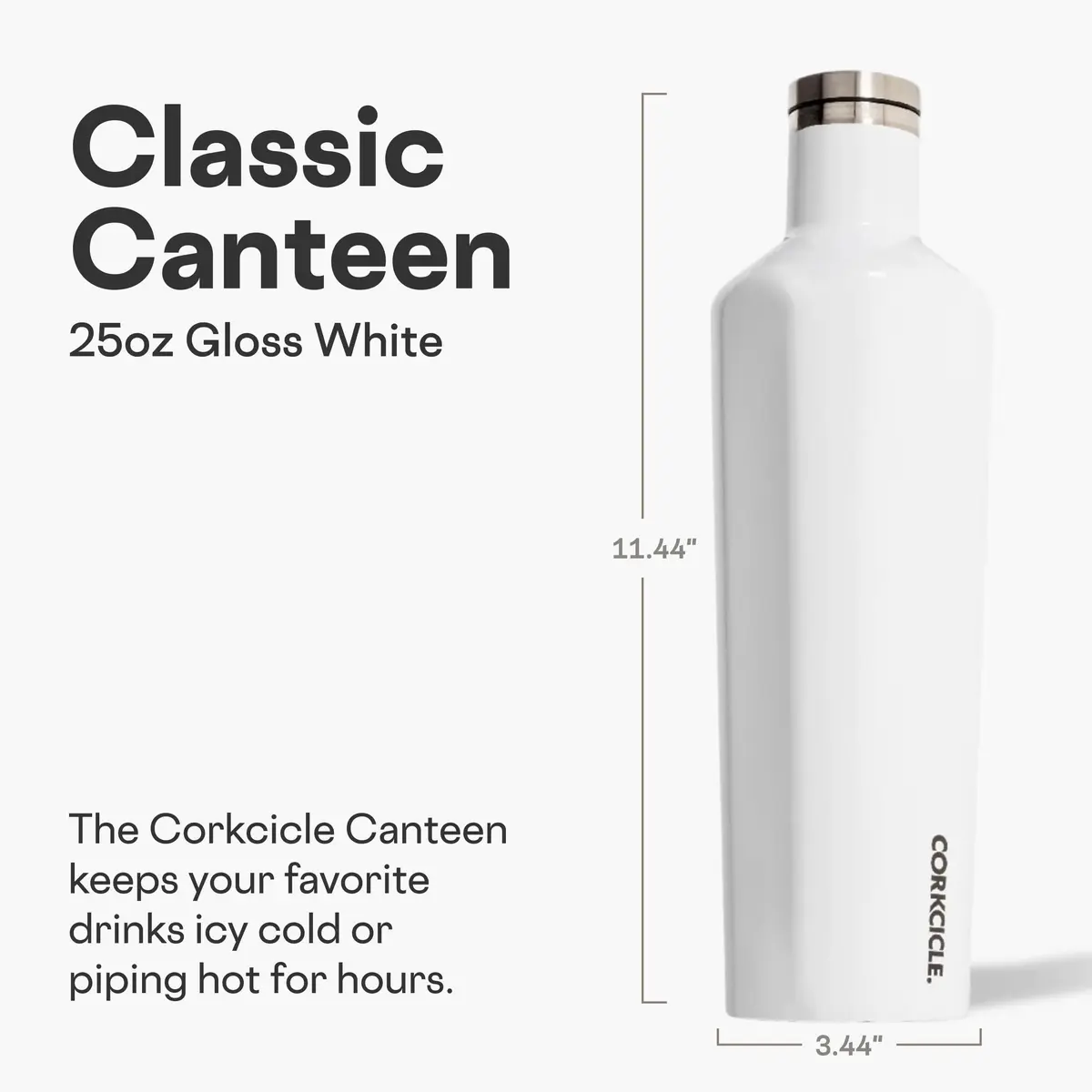 Corkcicle Classic Canteen 25 oz Triple Insulated Bottle, Gloss White - view 2