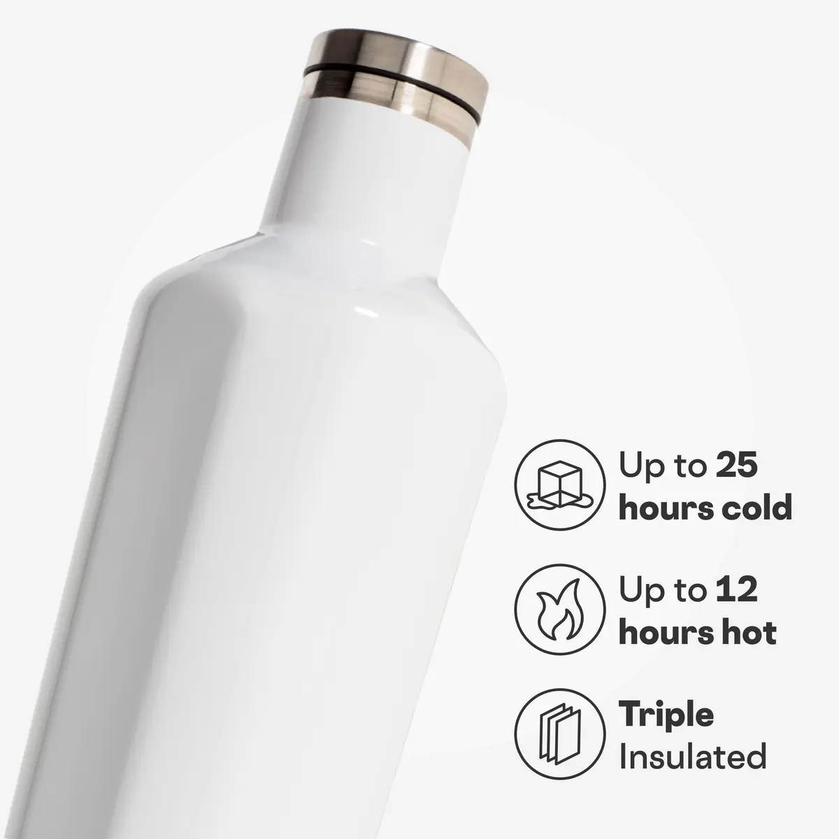 Corkcicle Classic Canteen 25 oz Triple Insulated Bottle, Gloss White - view 3
