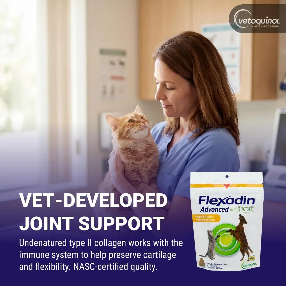 Vetoquinol Flexadin Advanced Hip and Joint Supplement for Dogs & Cats, 60 Chews | Clinically Proven Vet-Approved Formula - view 3