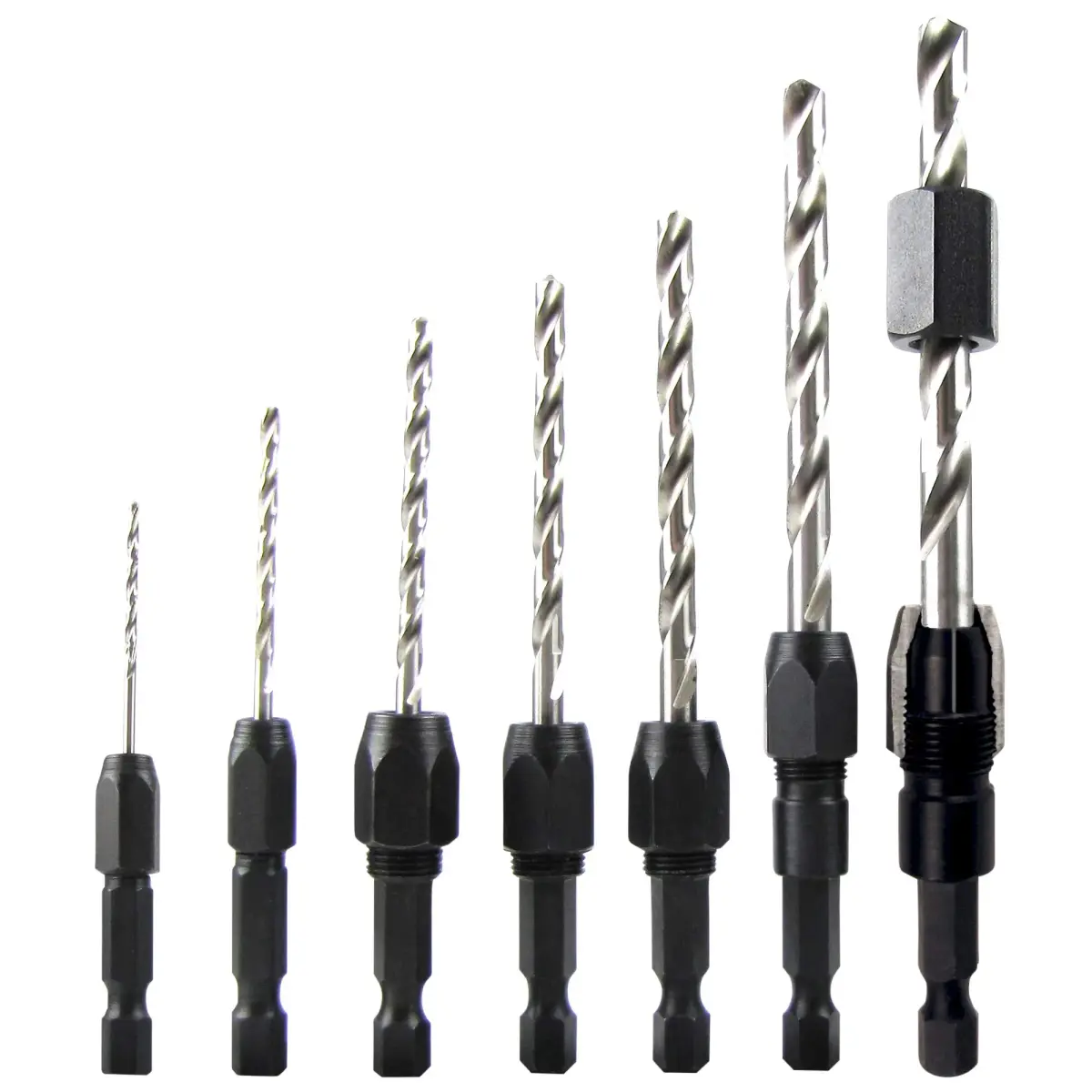 Make it Snappy 7pc Hex Shank Drill Bit Adapter Set 1/16" - 1/4" (Metric 1.59mm - 6.35mm) | Adapts Round Bits for Impact Drivers - main product image