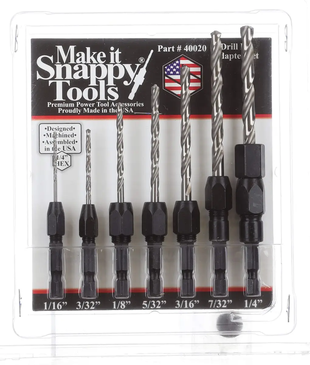Make it Snappy 7pc Hex Shank Drill Bit Adapter Set 1/16" - 1/4" (Metric 1.59mm - 6.35mm) | Adapts Round Bits for Impact Drivers - view 2
