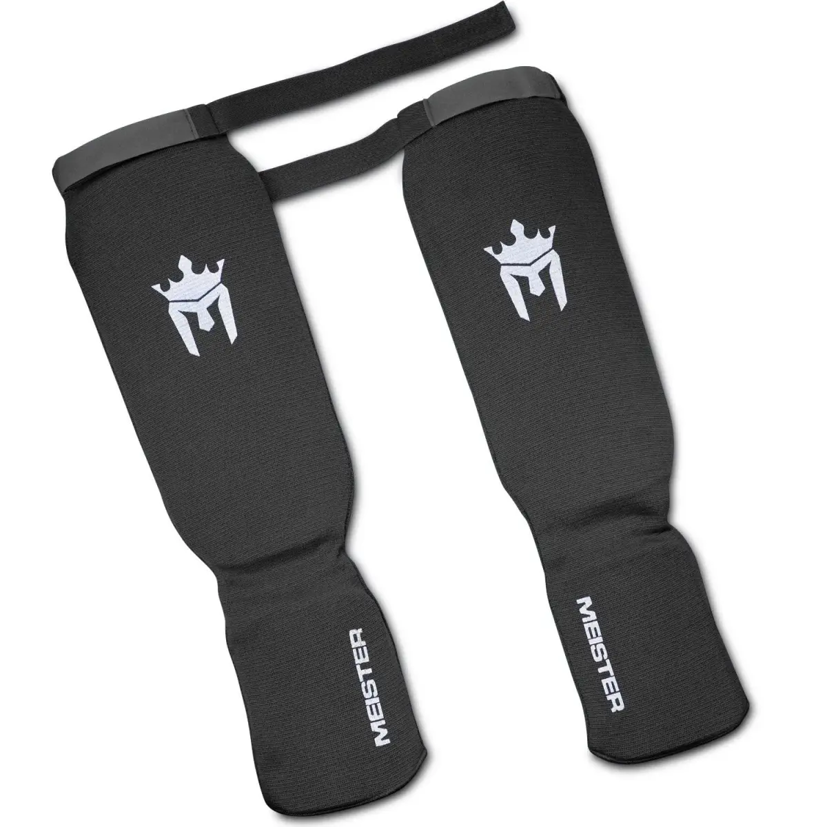 Meister Elastic Cloth Shin & Instep Guards - Black, Small-Medium | Lightweight MMA Protection - view 3
