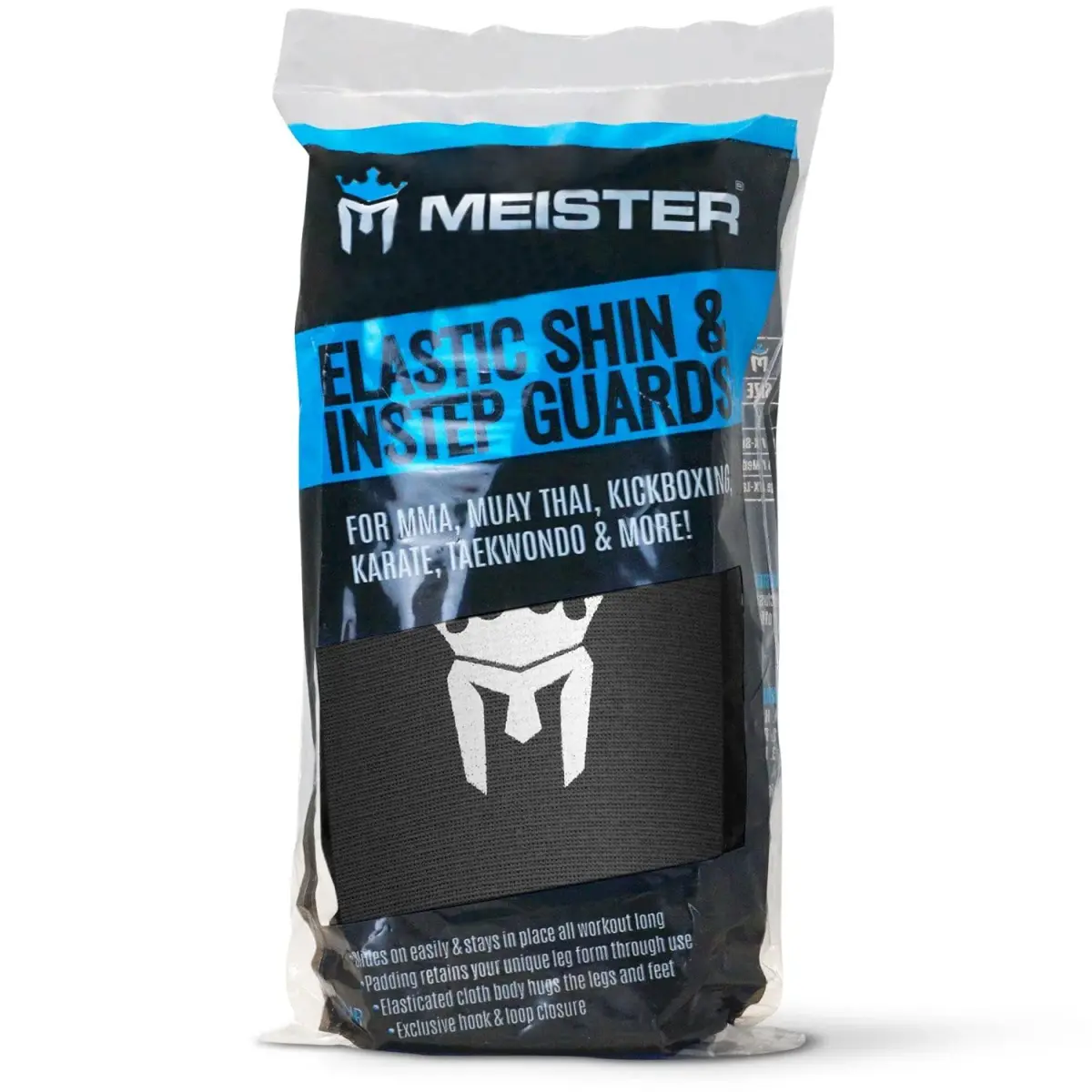 Meister Elastic Cloth Shin & Instep Guards - Black, Small-Medium | Lightweight MMA Protection - view 4