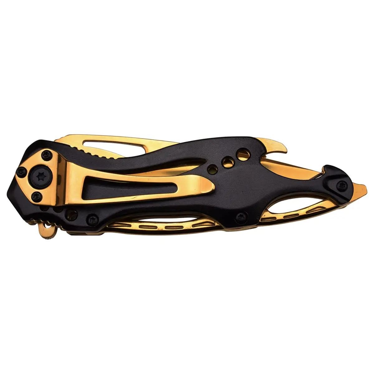 MTECH USA MT-705BG-MC Folding Knife, Gold Half-Serrated Blade, Black Handle, 4.5" Closed - view 2