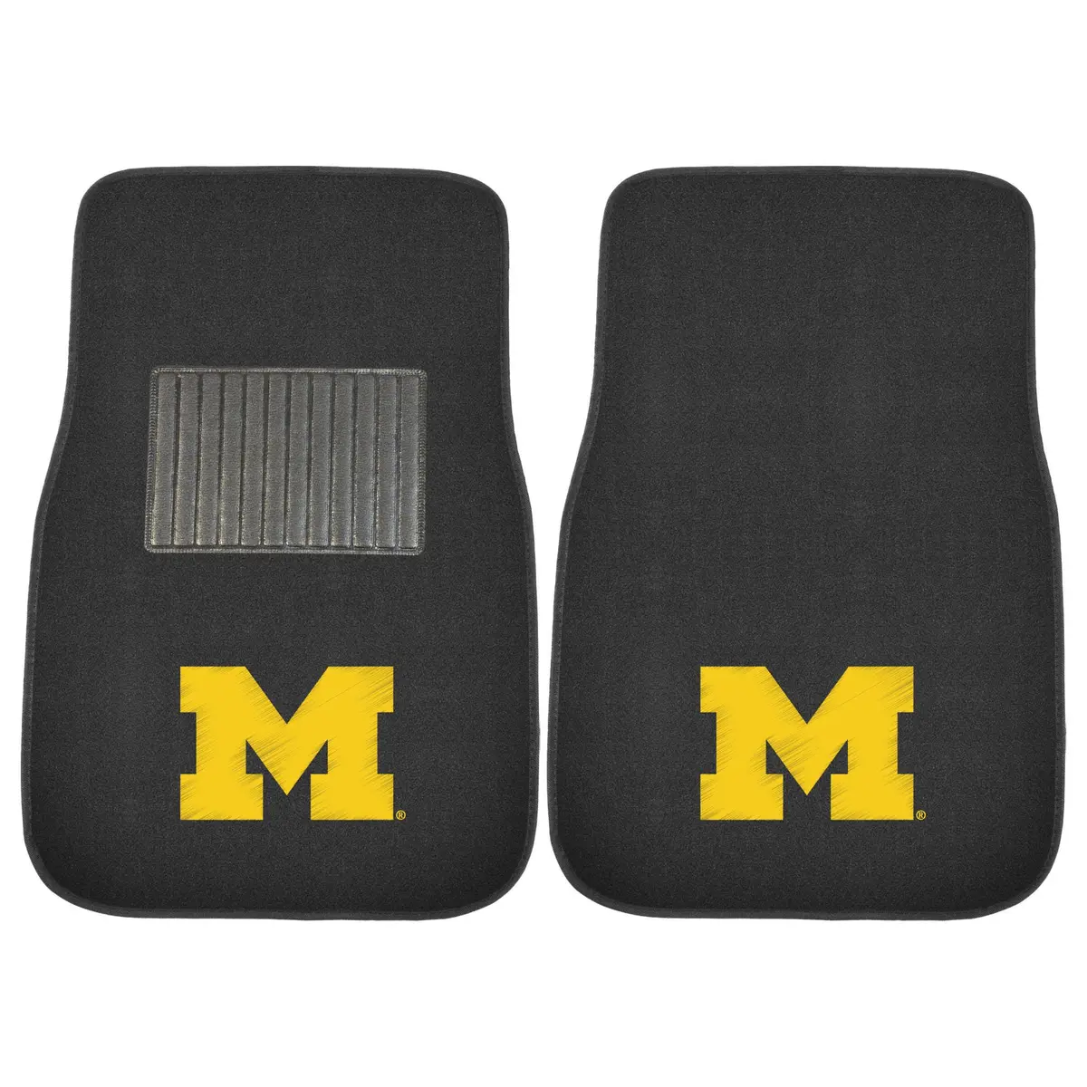 FANMATS NCAA Michigan Wolverines 2-Pack Car Mat Set | Embroidered Team Logo, Universal Fit, Durable Polyester, Black - main product image