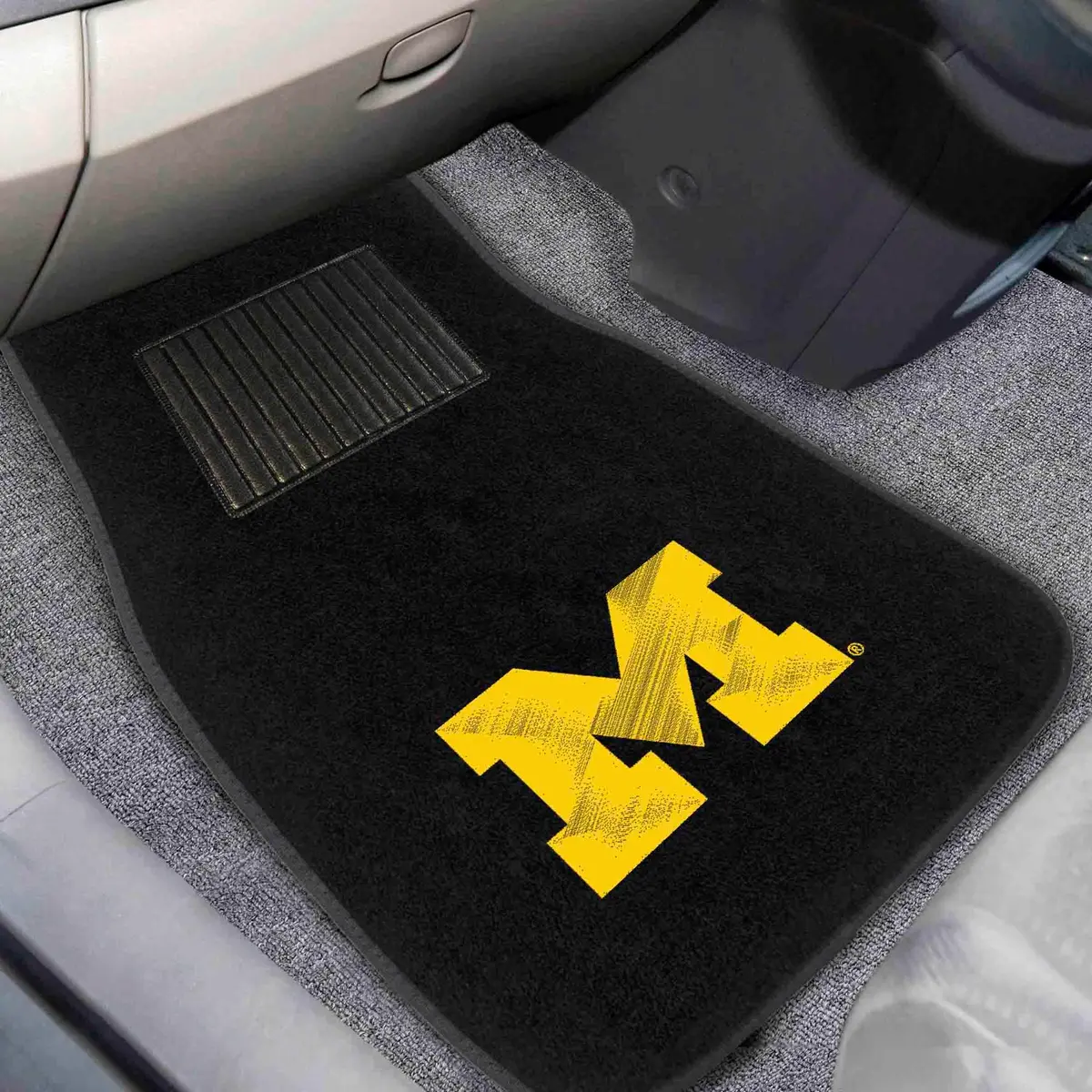 FANMATS NCAA Michigan Wolverines 2-Pack Car Mat Set | Embroidered Team Logo, Universal Fit, Durable Polyester, Black - view 2