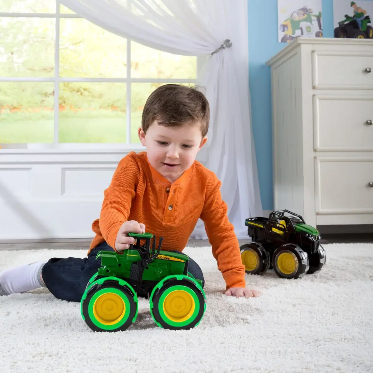 TOMY Monster Treads Lightning Wheels John Deere Tractor 18cm (7.5in) | Motion Activated Light Up Toy - view 5