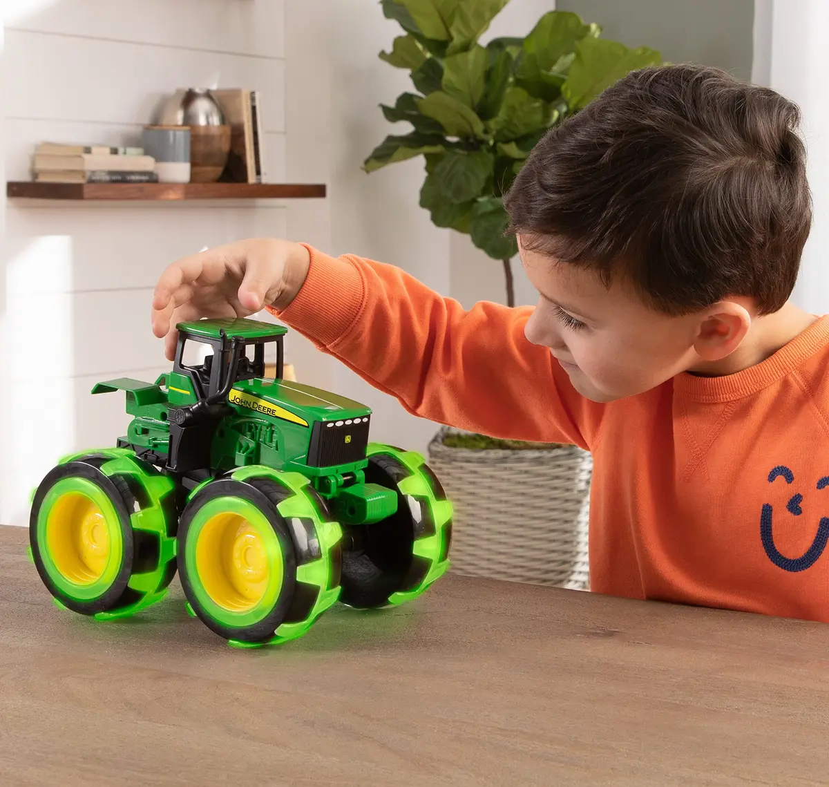 TOMY Monster Treads Lightning Wheels John Deere Tractor 18cm (7.5in) | Motion Activated Light Up Toy - view 6
