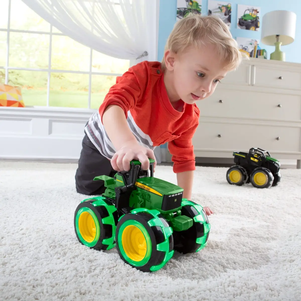 TOMY Monster Treads Lightning Wheels John Deere Tractor 18cm (7.5in) | Motion Activated Light Up Toy - view 7