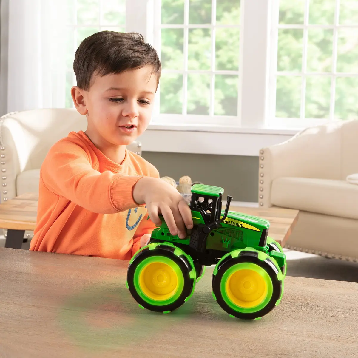 TOMY Monster Treads Lightning Wheels John Deere Tractor 18cm (7.5in) | Motion Activated Light Up Toy - view 4