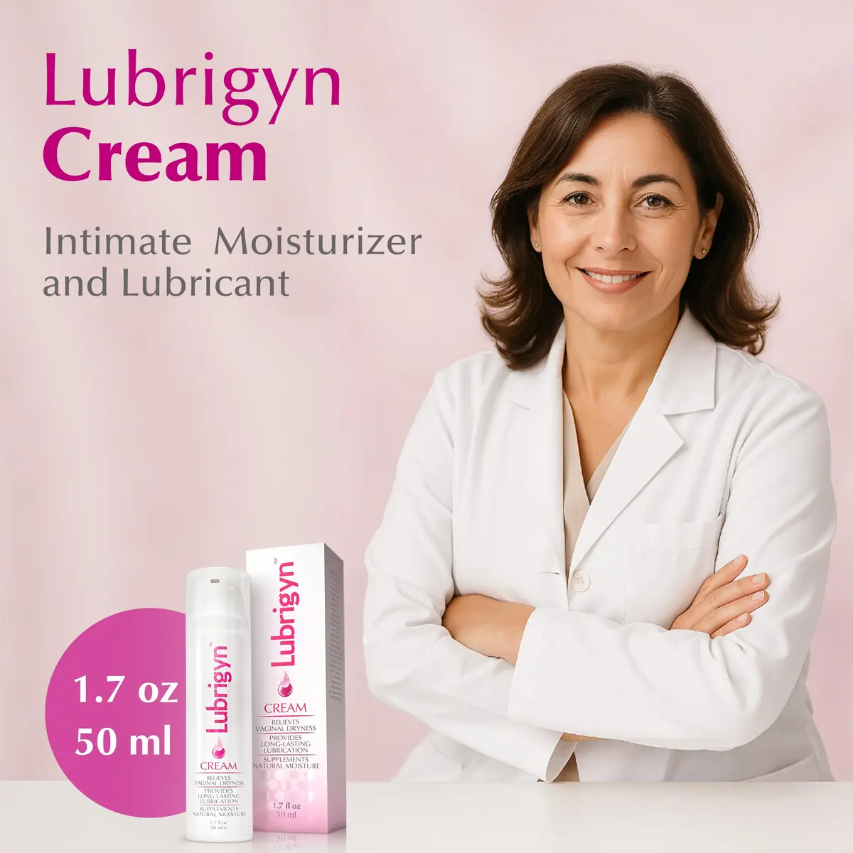 Lubrigyn Cream for Feminine Care 1.7 fl oz | Moisturizing Intimate Lubricant with Hyaluronic Acid - view 2