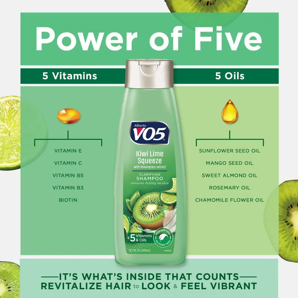 VO5 Herbal Escapes Clarifying Shampoo Kiwi Lime Squeeze 370ml (12.5 Fl Oz) | Nourishes Hair for Fuller, Thicker Look - view 4