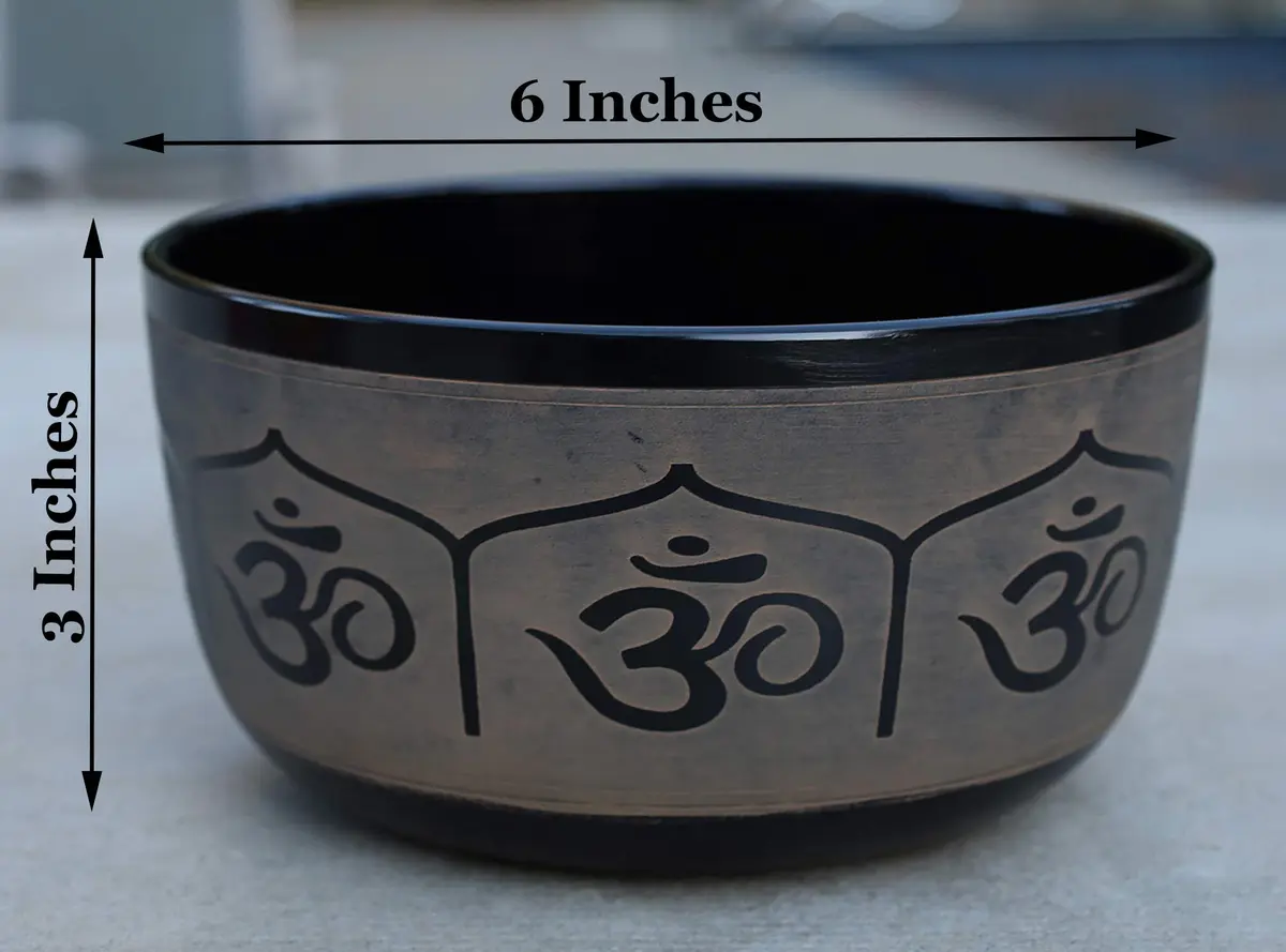 DharmaObjects Yoga Meditation 6 Inches OM Mantra Singing Bowl/Pad/Mallet Gift Set (Black) | Deep Relaxation & Chakra Balance - view 5