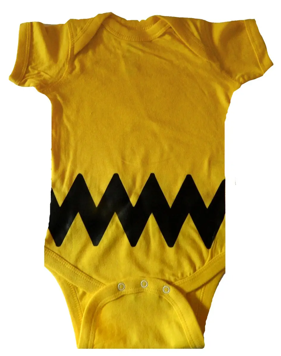 Custom Kingdom Baby Bodysuit 3-6 Months Yellow | Peanuts Charlie Brown Outfit for Infants - main product image