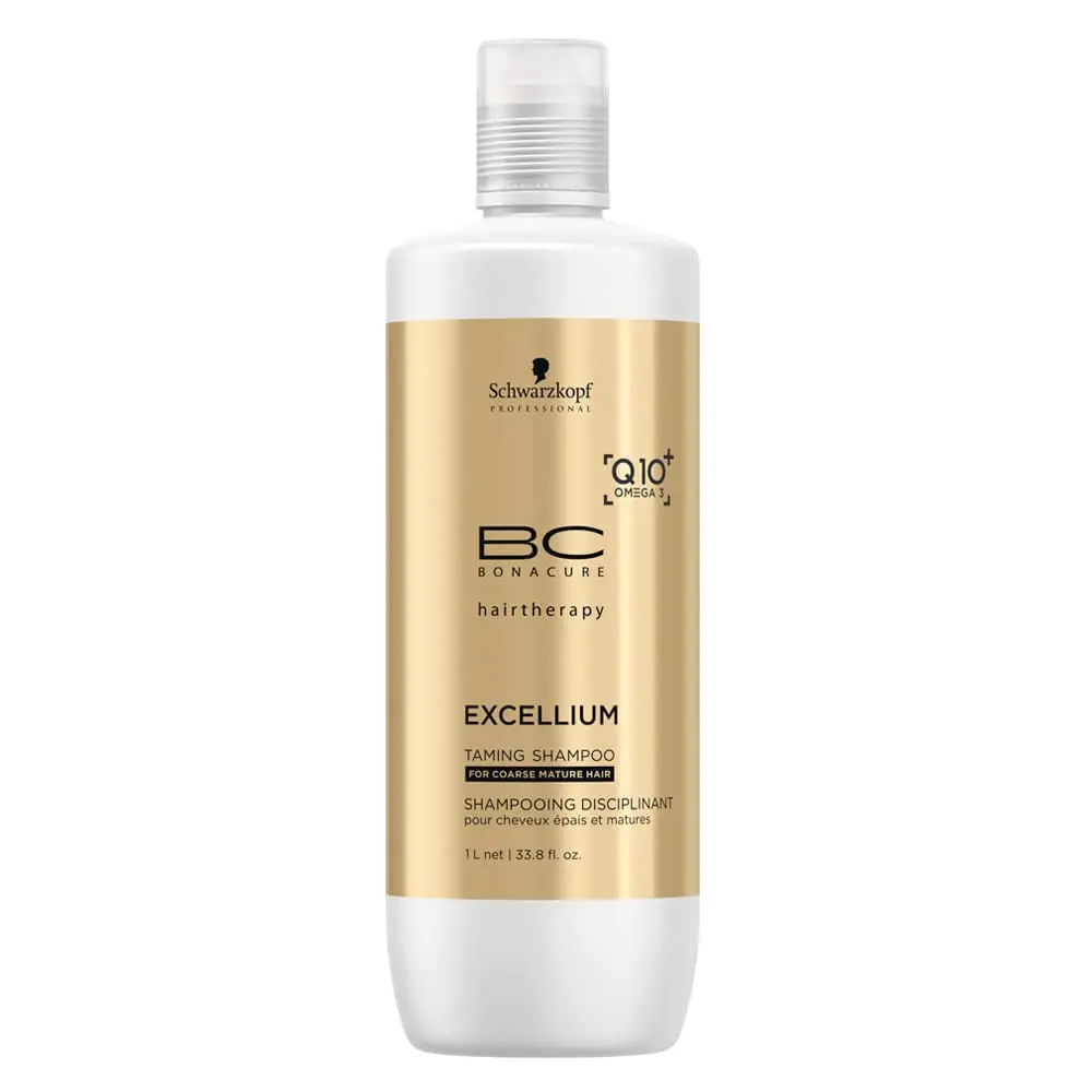 Schwarzkopf BC Bonacure EXCELLIUM Taming Shampoo with Q10+ Omega-3, 33.81 oz | Nourishes & Tames Coarse Hair - main product image