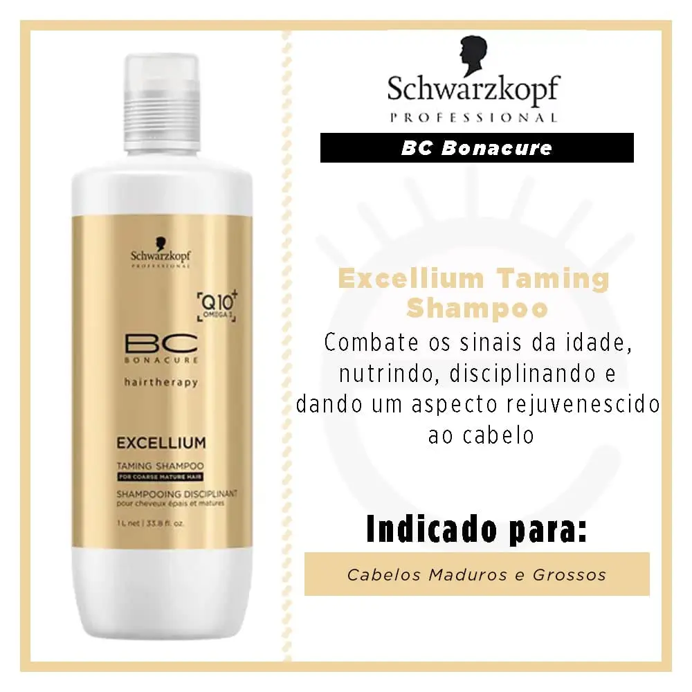 Schwarzkopf BC Bonacure EXCELLIUM Taming Shampoo with Q10+ Omega-3, 33.81 oz | Nourishes & Tames Coarse Hair - view 2