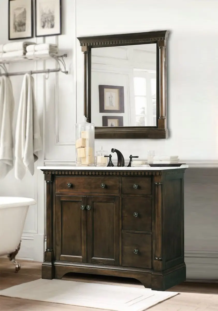 Legion Furniture Bathroom Mirror, 24" Coffee Bean | Antique Coffee Finish Bathroom Decor - main product image