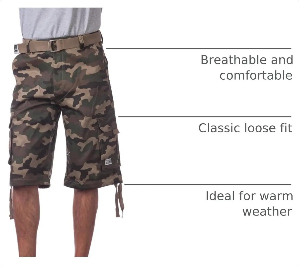 Pro Club Men's Cotton Twill Cargo Shorts with Belt, 34" | Classic Loose Fit, Durable & Breathable - view 4