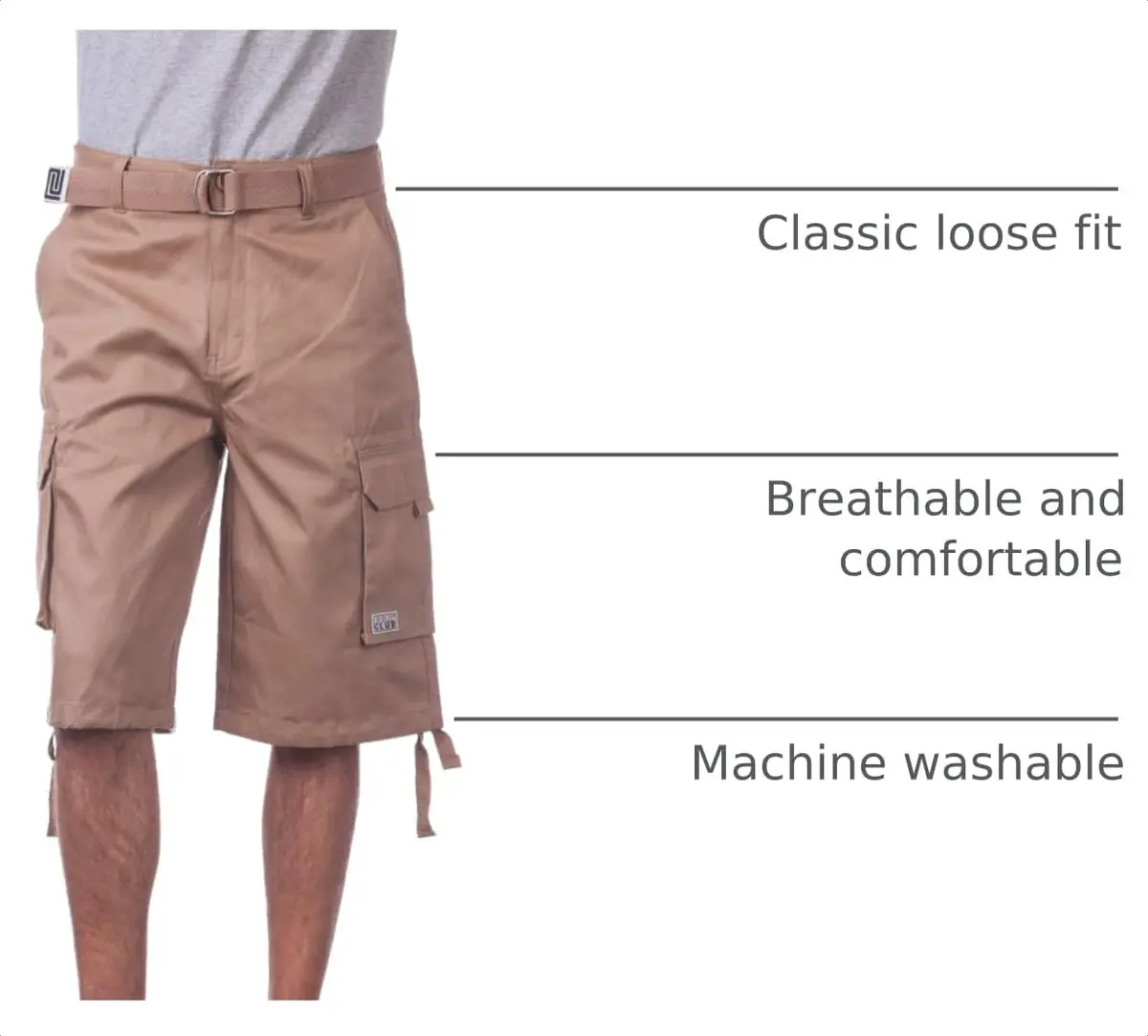 Pro Club Men's Cotton Twill Cargo Shorts with Belt, 36" | Classic Loose Fit, Durable & Breathable - view 4