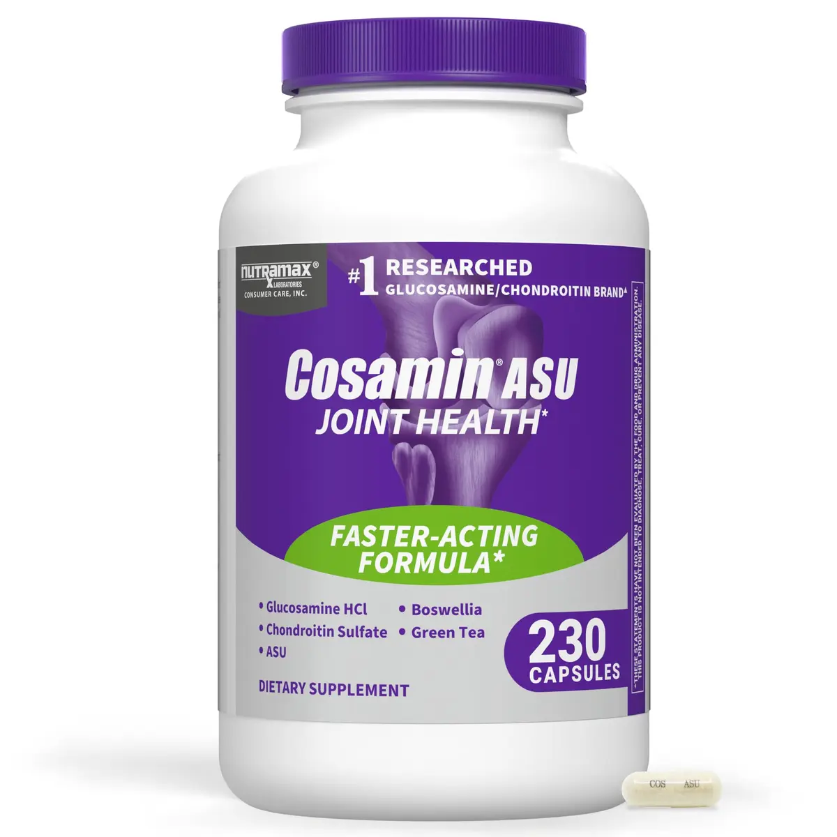 Nutramax Cosamin ASU Joint Health Supplement 230 Capsules | Faster-Acting Formula with Glucosamine, Chondroitin, ASU, and Boswellia - main product image