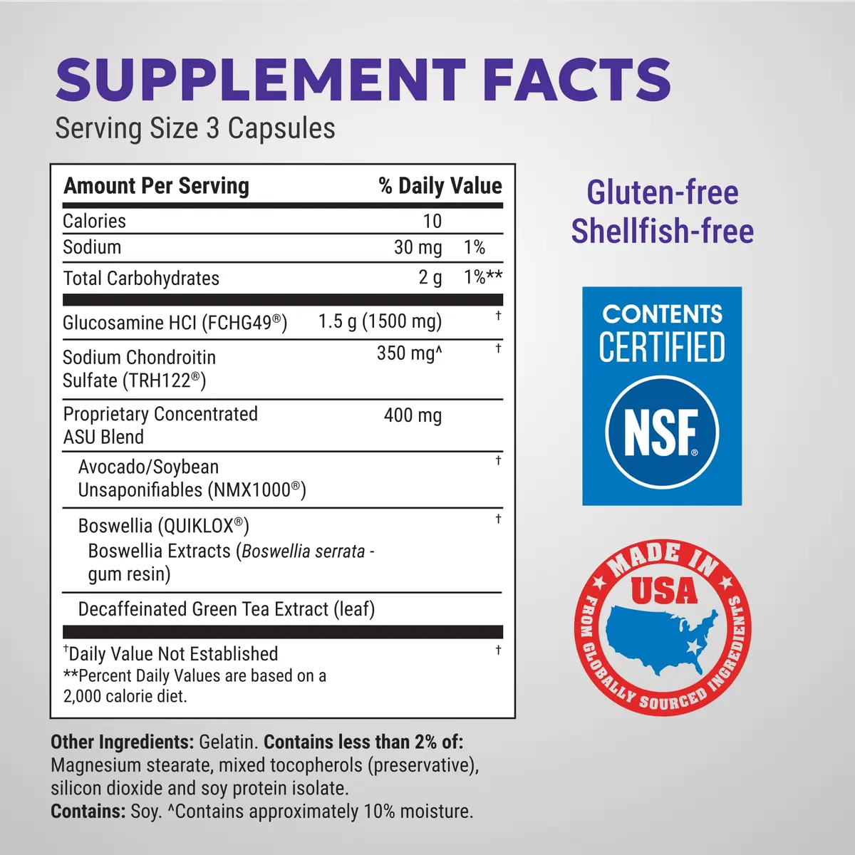 Nutramax Cosamin ASU Joint Health Supplement 230 Capsules | Faster-Acting Formula with Glucosamine, Chondroitin, ASU, and Boswellia - view 2