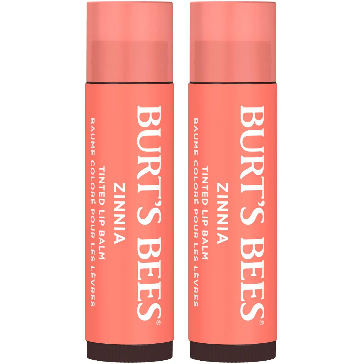Burt's Bees Natural Tinted Lip Balm Zinnia 0.15 Oz (2-Pack) | Hydrates & Adds Sheer Color - main product image