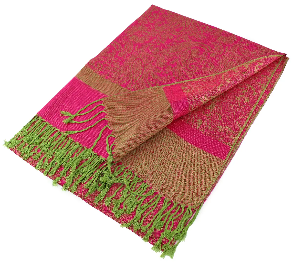 PASKMLNA Paisley Jacquard Pashmina Feel Shawl Wrap Scarf Stole (018-127Hotpink green) | Luxurious, breathable, versatile - view 6