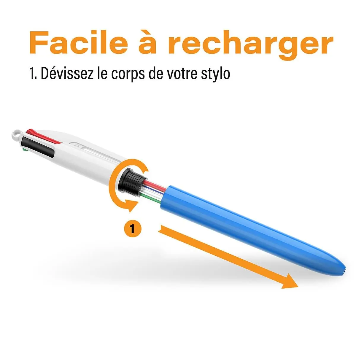 BIC Ballpoint Pen 4 Colours | Refillable, 2 Items, European Quality, Long-lasting ink - view 5