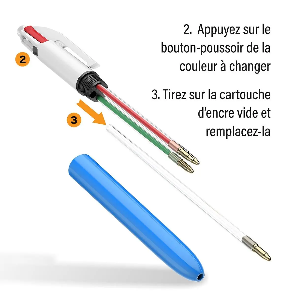 BIC Ballpoint Pen 4 Colours | Refillable, 2 Items, European Quality, Long-lasting ink - view 6
