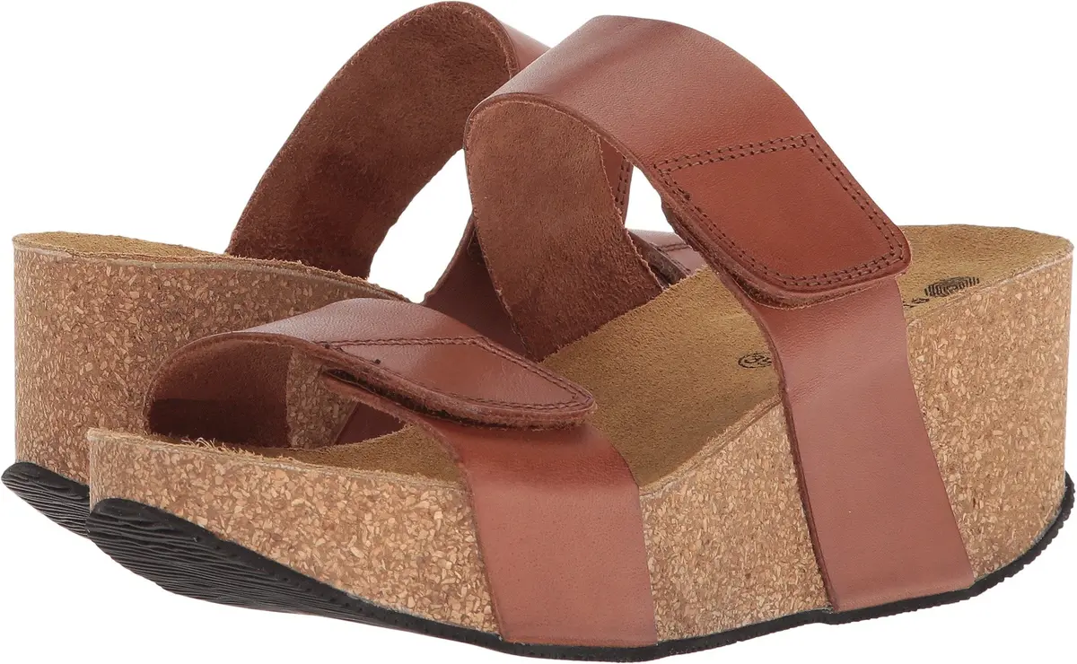 Eric Michael Lily Brown Wedge Sandal EU 40 | Leather Upper, 3" Heel, Backless Fit - main product image