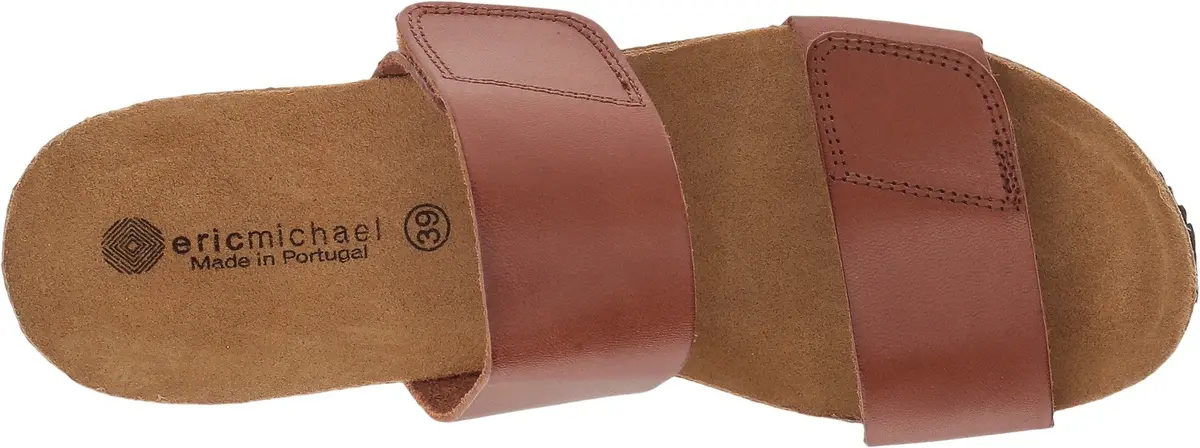 Eric Michael Lily Brown Wedge Sandal EU 40 | Leather Upper, 3" Heel, Backless Fit - view 2