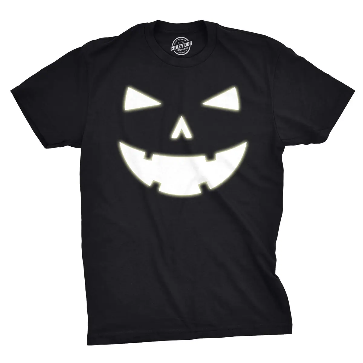 Crazy Dog T-Shirts Halloween Mens Happy Tooth Pumpkin Face Glow in The Dark Tees Black 5XL | Spooky, Funny & Comfortable - main product image