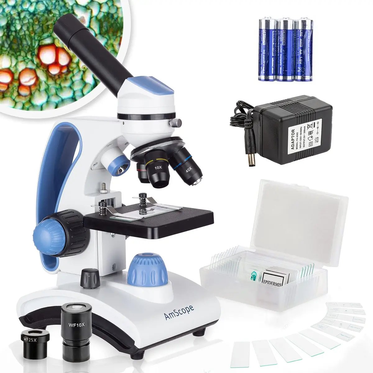 AmScope M162C-2L-PB10-WM 1000X Microscope Kit for Education & Home Use | All-Metal Durable Design - view 2