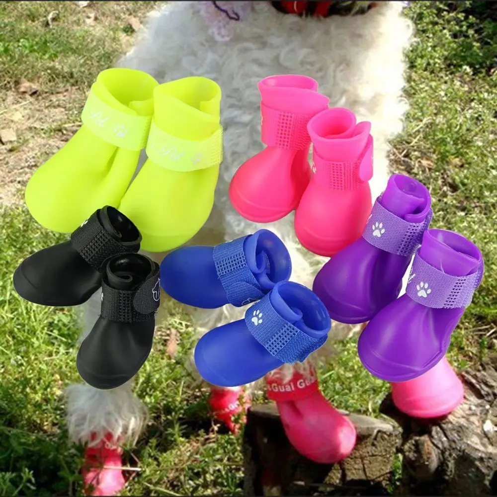 Cdycam Black Rubber Dog Paw Protectors | Waterproof Anti-Slip Rain Boots for Small to Large Paws (XL: 7.6cm L x 6.1cm W) - main product image
