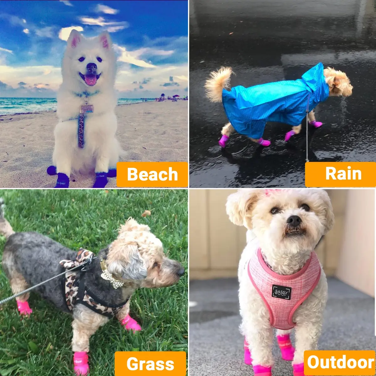 Cdycam Black Rubber Dog Paw Protectors | Waterproof Anti-Slip Rain Boots for Small to Large Paws (XL: 7.6cm L x 6.1cm W) - view 5