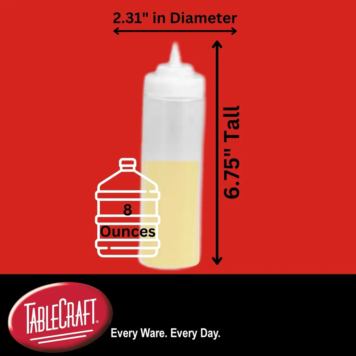 TableCraft 16 Ounce (473ml) White Polyethylene Squeeze Bottles, Pack of 6 | Easy Fill & Clean Condiment Bottles - view 2