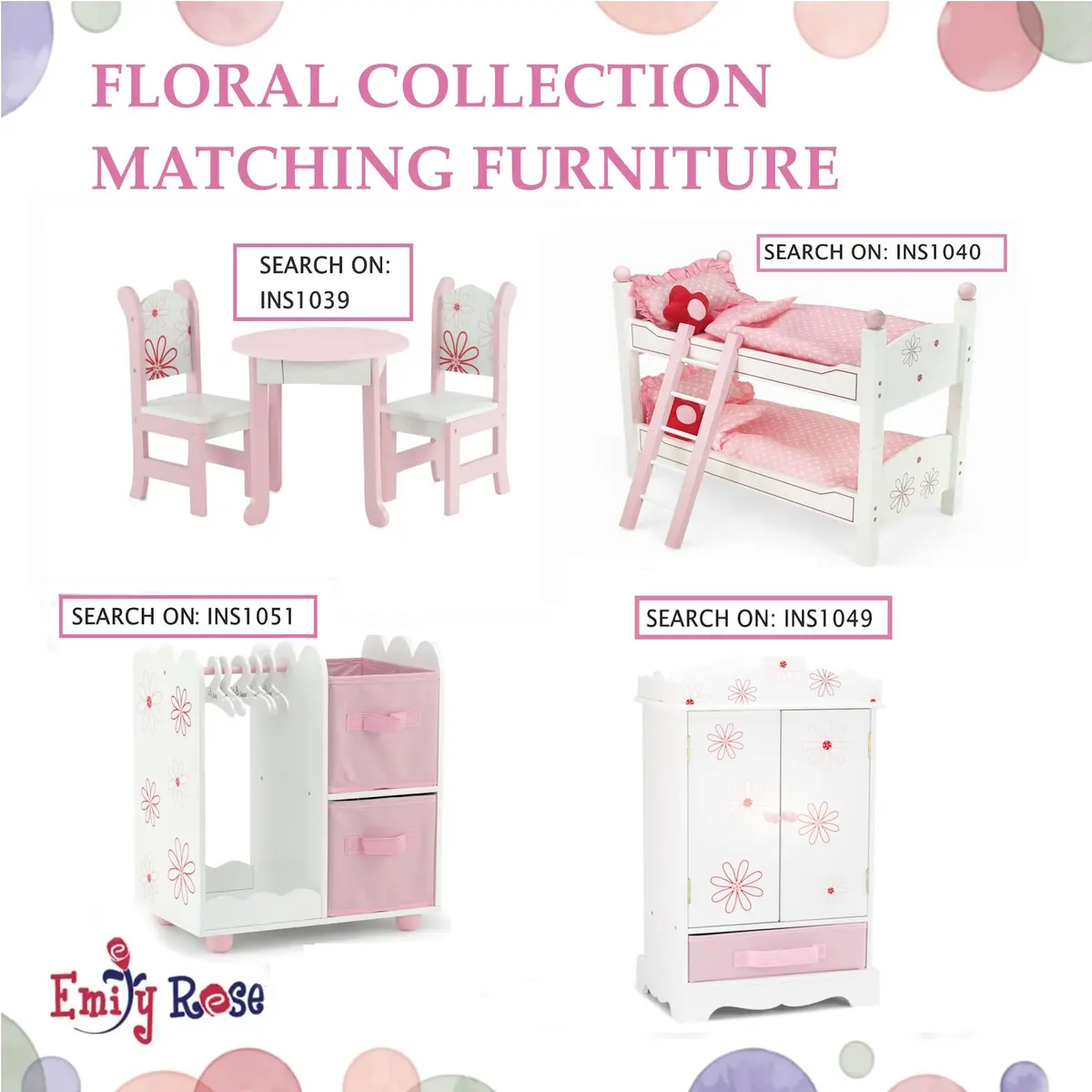 Emily Rose 18 Inch Doll Vanity & Bench Set with Storage – Realistic Wooden Furniture for Dolls - view 7