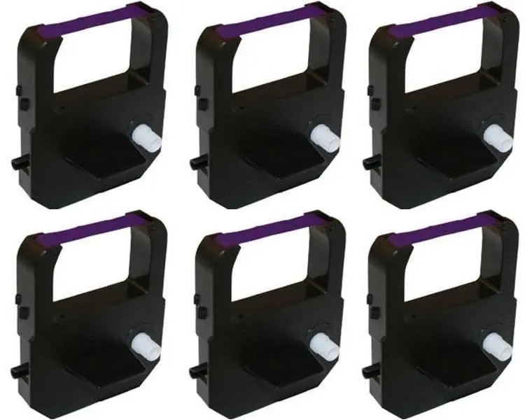 COMPUMATIC Ribbon for Lathem & Acroprint Time Clocks, Purple Ink | 6 Pack Impact Printer Ribbon - main product image