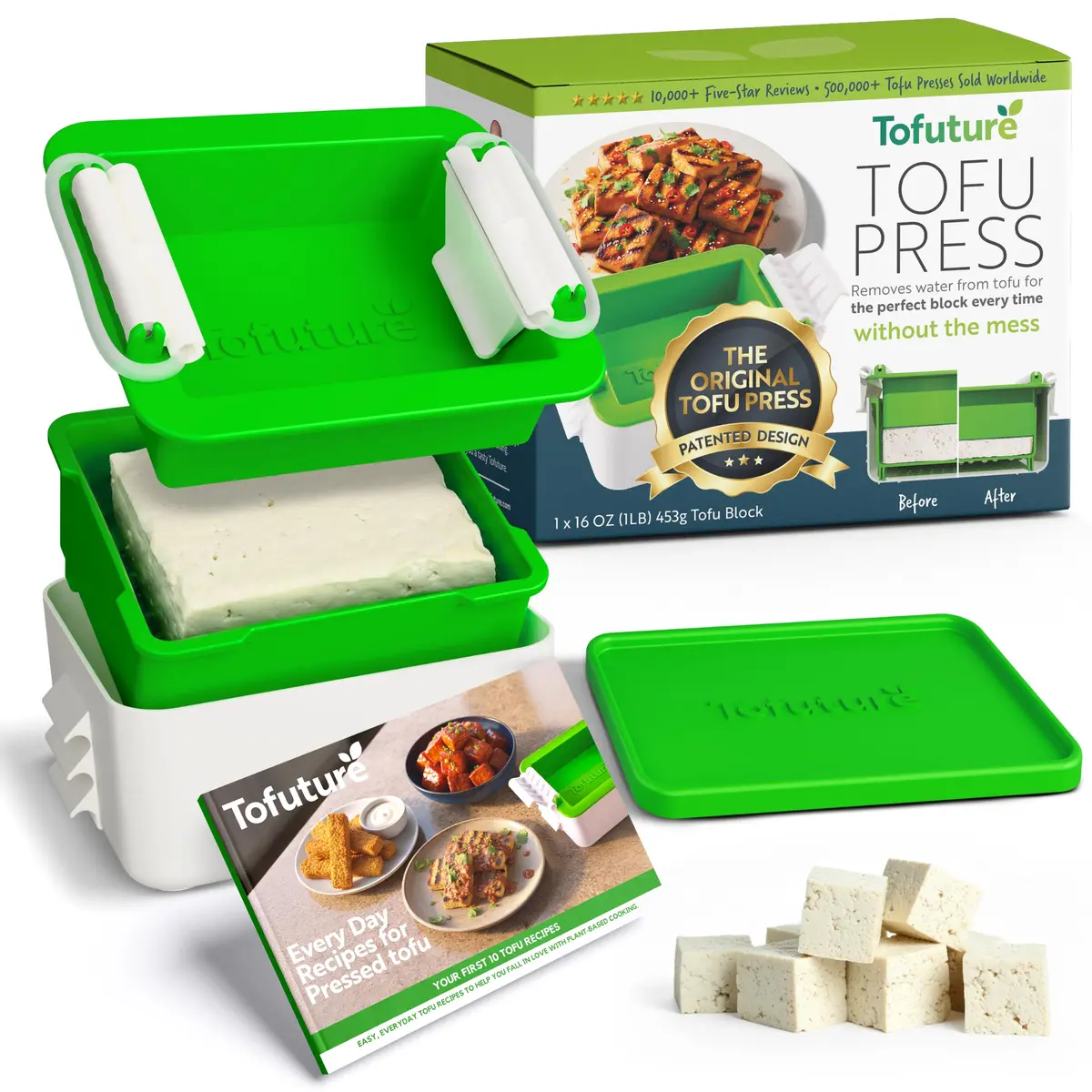 Tofuture Tofu Press | Self-Contained Vegan Tofu Water Remover, Fits 8-16 oz | Dishwasher Safe - main product image