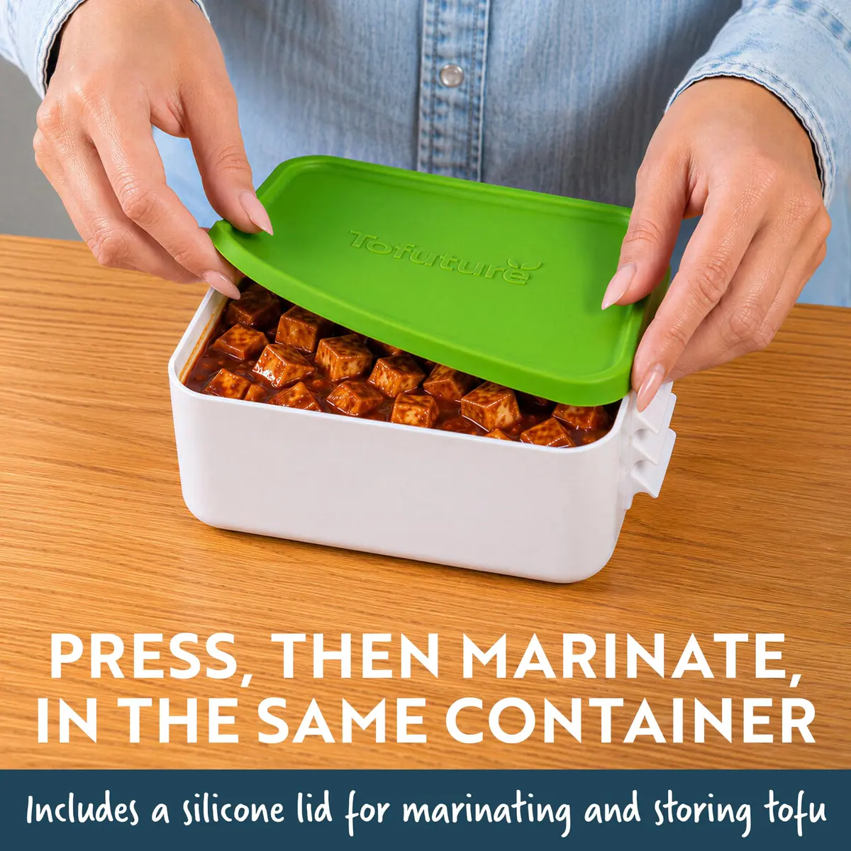 Tofuture Tofu Press | Self-Contained Vegan Tofu Water Remover, Fits 8-16 oz | Dishwasher Safe - view 5