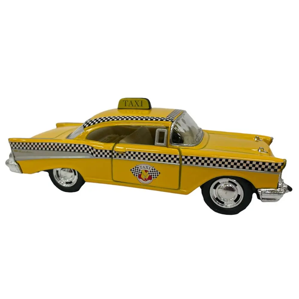 KiNSMART 1957 Chevy Bel Air Coupe 1:40 Scale 5" Die Cast Metal Classic Toy Car (Taxi) | Authentic Miniature with Pull-Back Action - view 2