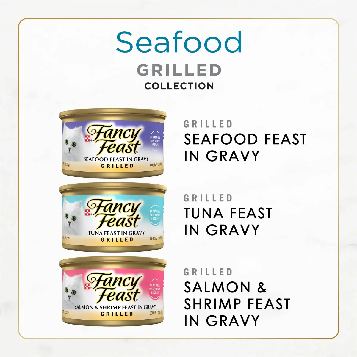 Purina Fancy Feast Grilled Seafood Wet Cat Food, 3 oz Cans, 30-Pack | Complete Nutrition for Adult Cats - view 2