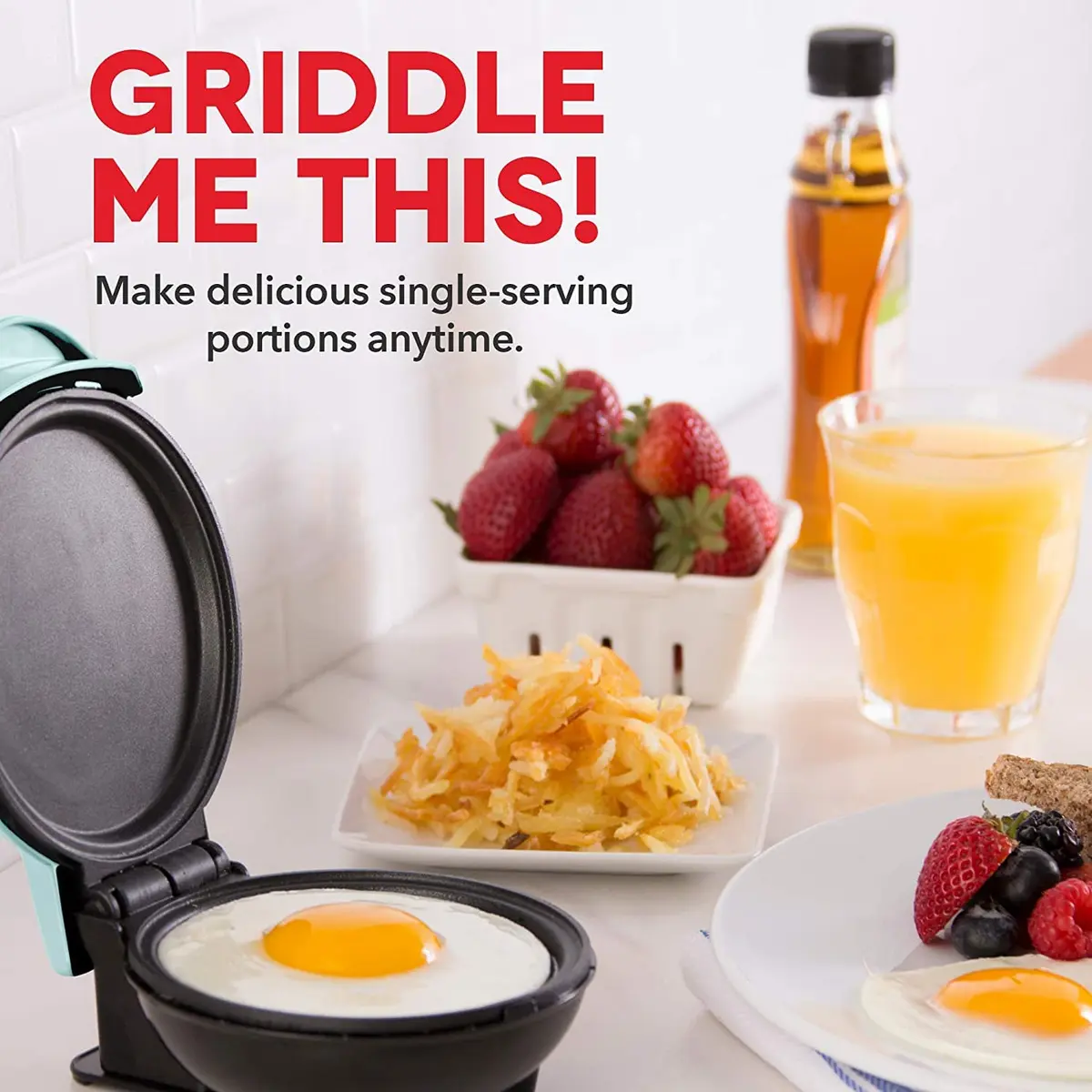Dash Mini Maker Griddle, 4 Inch Nonstick Cooking Surface, Aqua - view 2