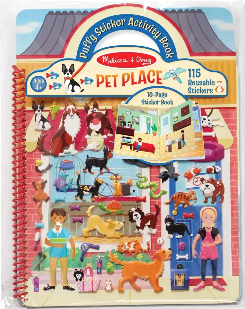 Melissa & Doug Pet Place Puffy Sticker Activity Book | Reusable Stickers & 10 Scenes - main product image