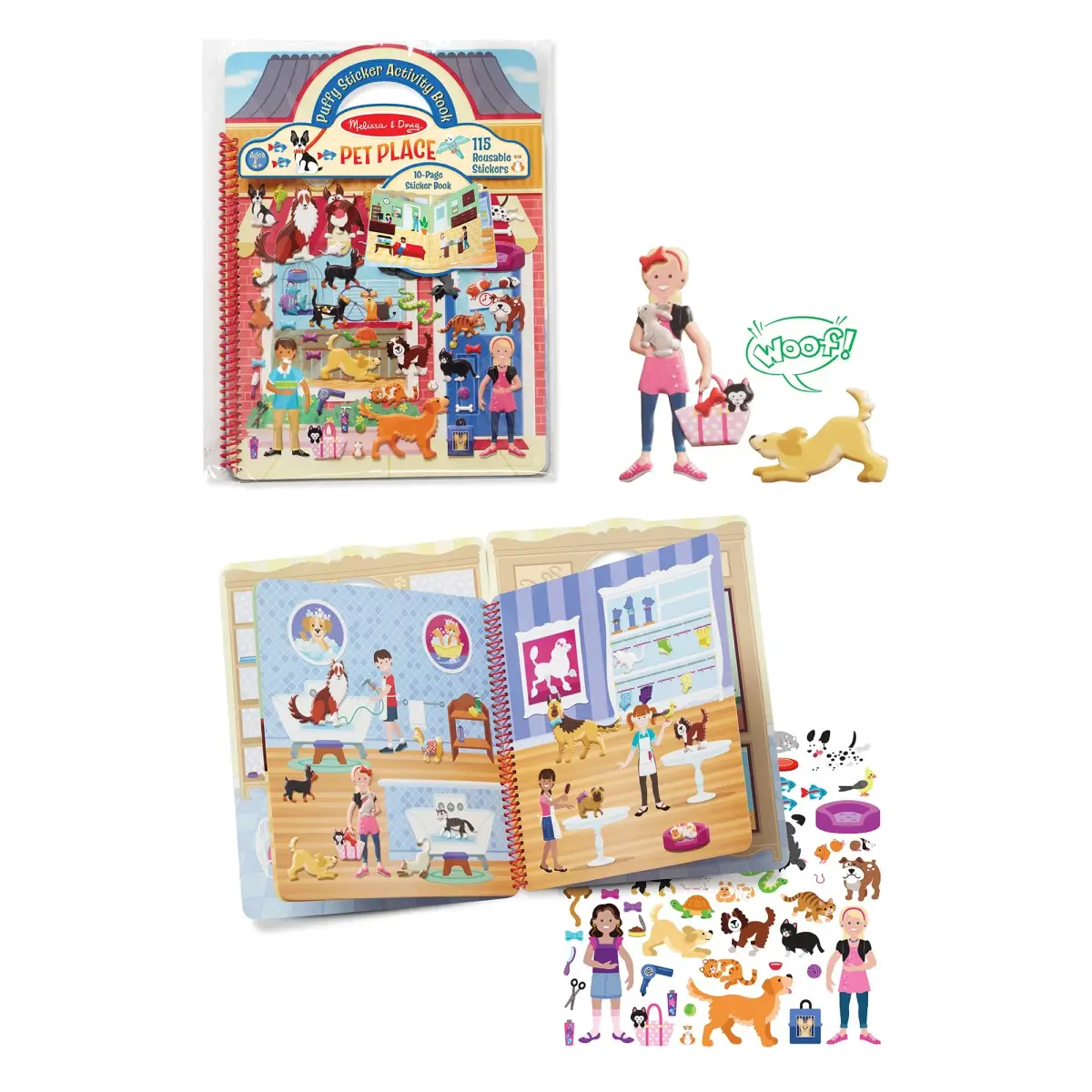 Melissa & Doug Pet Place Puffy Sticker Activity Book | Reusable Stickers & 10 Scenes - view 9