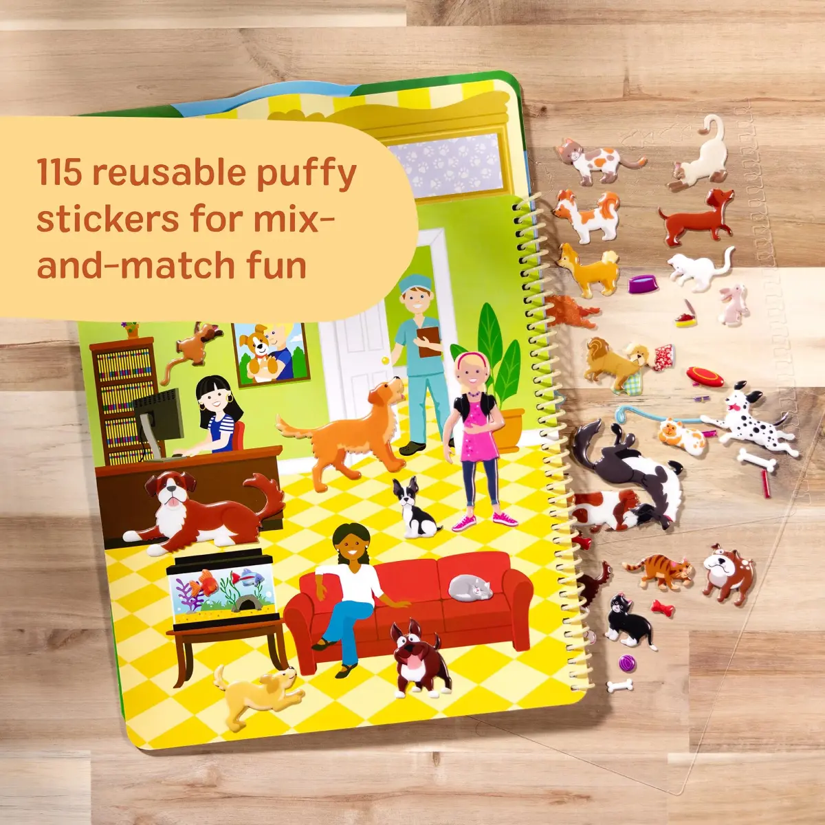 Melissa & Doug Pet Place Puffy Sticker Activity Book | Reusable Stickers & 10 Scenes - view 3