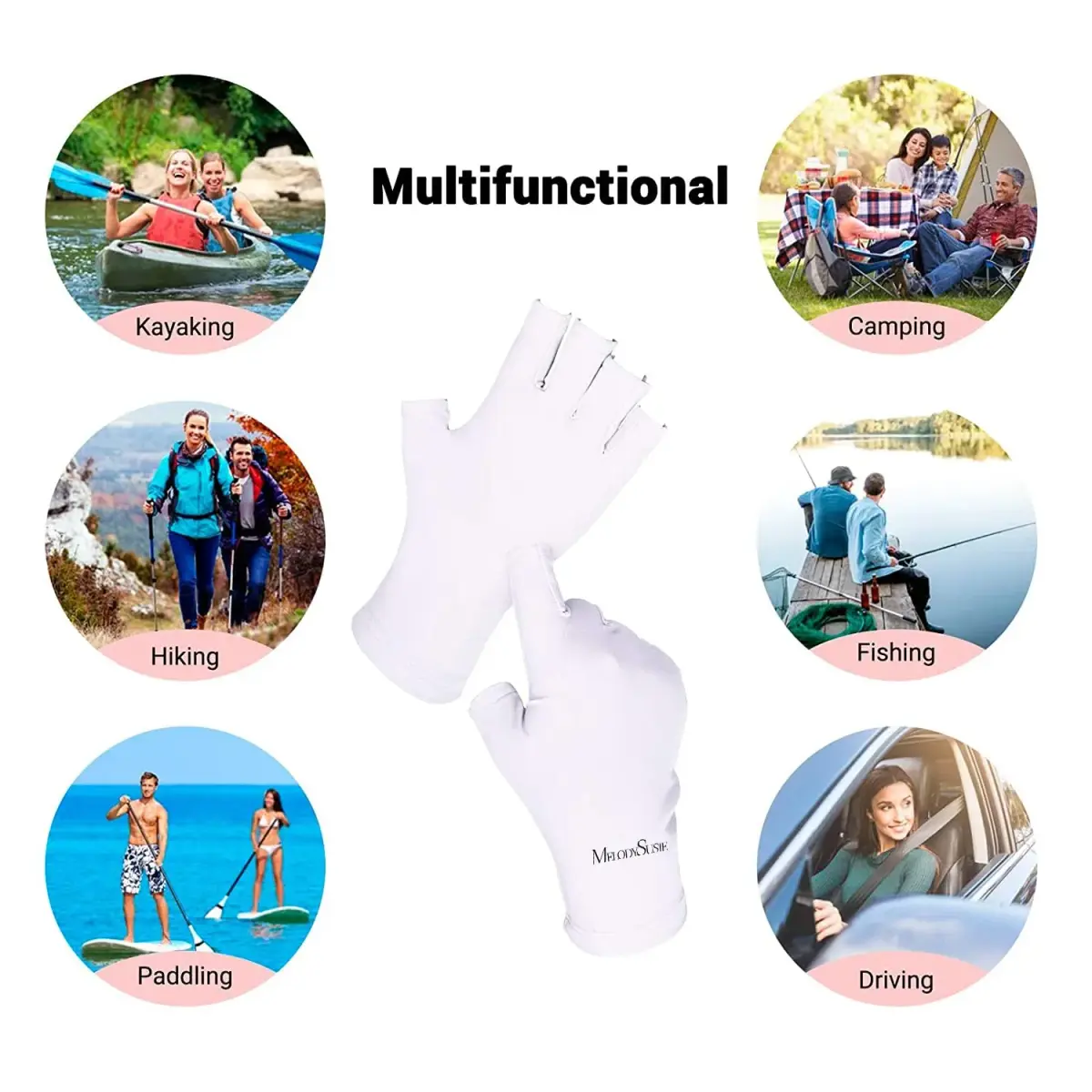 MelodySusie UV Gloves for Gel Nail Lamp, Professional UPF50+ UV Protection Fingerless Gloves (White) | Protects Hands from UV Harm - view 6