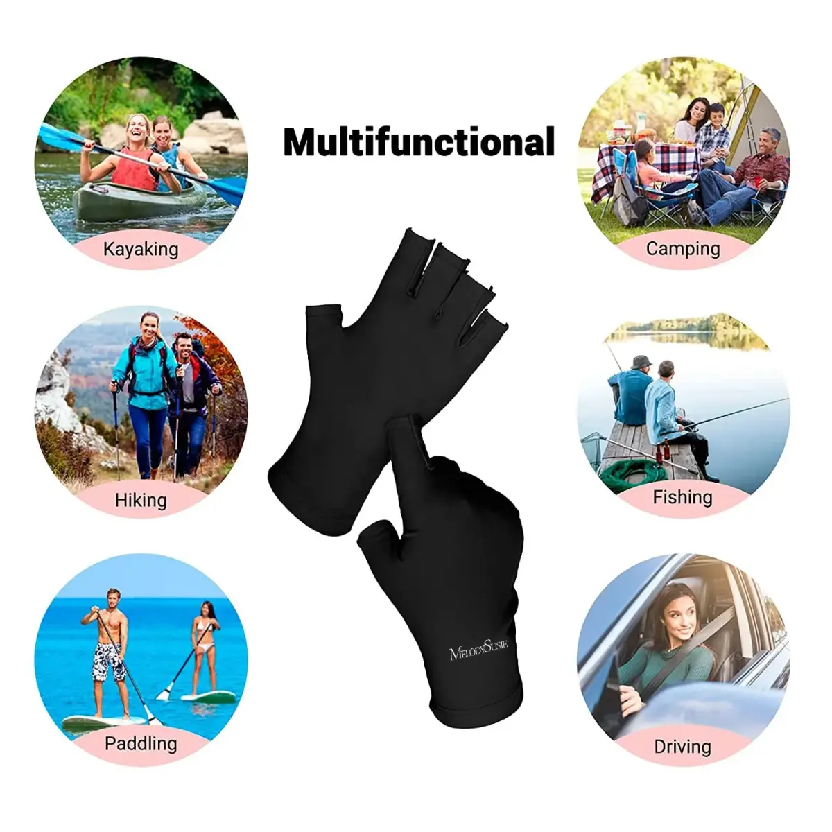 MelodySusie UV Protection Gloves for Gel Nail Lamp, Fingerless UPF 50+ Black | Protects Hands from UV Dryer Harm - view 4