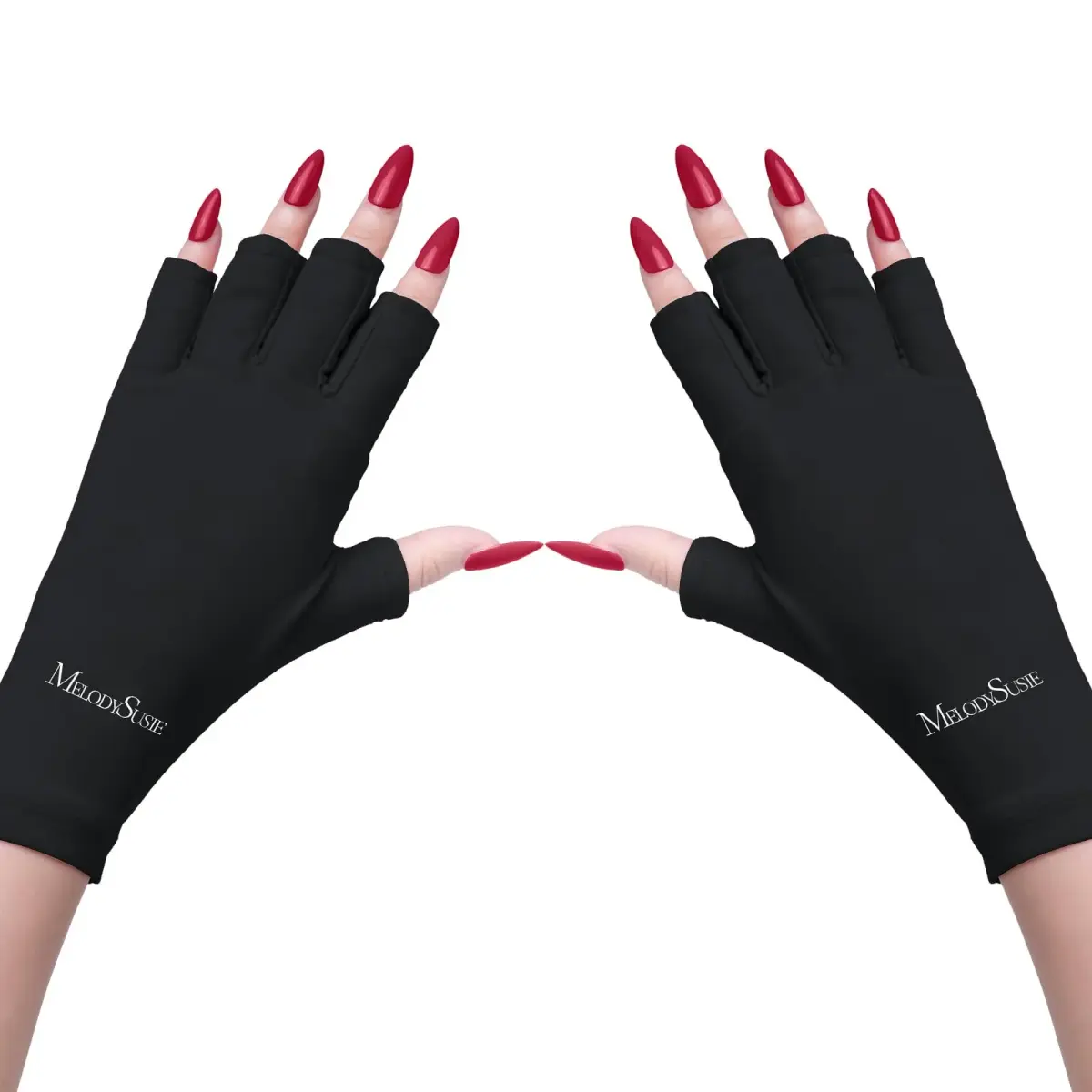 MelodySusie UV Protection Gloves for Gel Nail Lamp, Fingerless UPF 50+ Black | Protects Hands from UV Dryer Harm - main product image